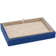 Stackable Ring Display Tray with Blue and Beige Faux Leather Has 14 Ring Clips