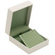 Earring Pendant Box with Pistachio Green Satin and Paradiso  2.75" x 3.12" x 1.25"H