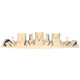 24-Piece Jewelry Display Set in Vintage Cream with Blue Faux Leather 58.75" x 10.5" x 7.75"H