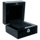Ring Box with Glossy Black Wood Finish and Stainless Steel Button