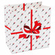 Paper Tote Gift Bag with Red Bow Tie Print and Satin Rope Handles - 20 Pieces per Pack - Choose a Size