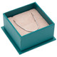 Pacific Teal Ring-Earring Combination Box Features a Silver Bow and Grey Suede Interior - 12 Pcs Per Pack