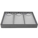 Steel Grey Faux Leather Necklace and Chain Display Tray with Removable Sections and Stackable Beveled Base
