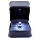 LED Lighted Blue Faux Leather Ring Box with Cushion Slot & White Outer Packer – Wholesale Jewelry Packaging