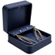 LED Lighted Blue Faux Leather Combination Pendant & Earring Box with Reversible Insert & White Outer Packer – Wholesale Jewelry Packaging