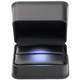 LED Lighted Black Faux Leather Double Ring Box for Wedding Bands & Bridal Sets with White Outer Packer – Wholesale Jewelry Packaging