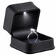 LED Lighted Black Faux Leather Ring Clip Jewelry Box – Illuminated Engagement Ring Presentation Box with Black Outer Packer