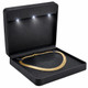 LED Lighted Black Faux Leather Necklace Jewelry Box – Illuminated Necklace Presentation Box with Black Outer Packer