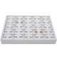 White Faux Leather Earring Display Tray – Holds 25 Pairs, Short T-Bar Style Stackable Jewelry Showcase for Studs, Huggies & Small Hoops