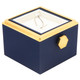 Blue Rotating Rose Jewelry Box Gift Set with Velvet Insert, Outer Box & Matching Tote Bag