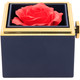 Blue Rotating Rose Jewelry Box Gift Set with Velvet Insert, Outer Box & Matching Tote Bag