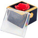 Blue Rotating Rose Jewelry Box Gift Set with Velvet Insert, Outer Box & Matching Tote Bag