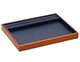 Navy Blue Faux Leather Countertop Jewelry Presentation Tray with Wood Trim - 10 1/2"x 8 5/8"x 1"H
