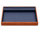 Navy Blue Faux Leather Countertop Jewelry Presentation Tray with Wood Trim - 10 1/2"x 8 5/8"x 1"H