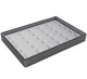 Steel Grey and Black Faux Leather Ring Display Tray with 30 Ring Clips