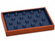 Blue Faux Leather Stackable Ring Display Tray with Wood Trim – 18 Ring Clips