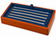 Blue Faux Leather Stackable Tennis Bracelet Display Tray with Glossy Honey Oak Trim – 8 Sections - 9"x6"