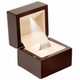 Glossy Kona Wood LED Ring Box with Beige Velvet Interior - LEDWR3-64