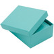 Teal Blue Earring & Pendant Box with White Velvet Interior & Matching Packer - AE7-TB