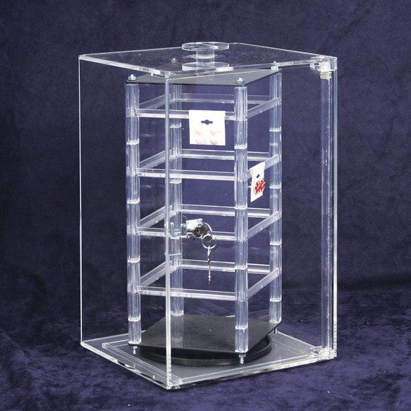 Acrylic Revolving Earring Display Case , Holds 32 pcs. 2" Cards, 8 1/4 ...