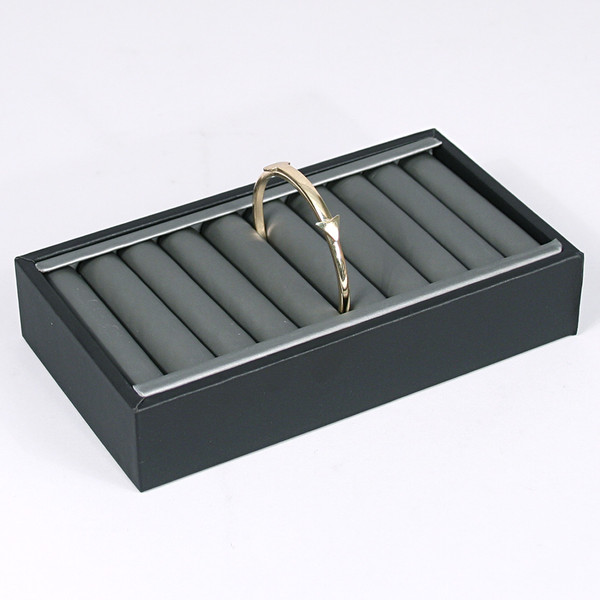 Bangle Tray with 9 Slots and Steel Grey Leatherette Finish, 7 1/2 x 1 3/8  (210-87R) - Eds Box & Supply Co.