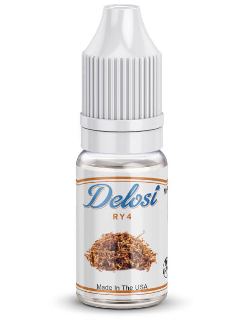 Delosi RY4 Flavor Concentrate bottle with white cap and label on a white background.