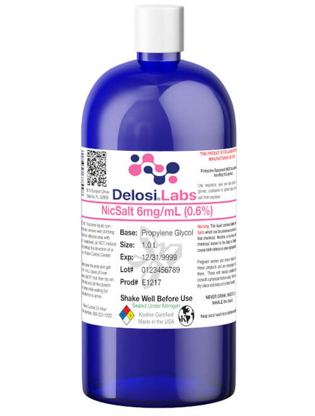 6mg/mL Nicotine Salt (NicSalt) Concentrate in a professional bottle with a secure, child resistant cap, ideal for precise industrial compounding and custom formulations.
