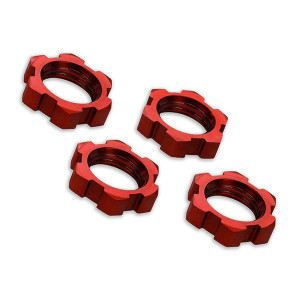 Wheel Nuts, Splined, 17mm, Serrated: RED