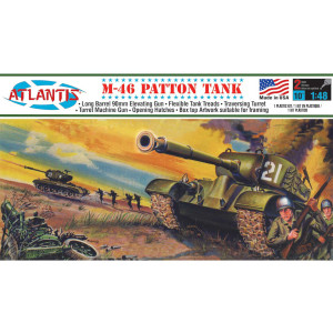 1/48 M-46 Patton Tank plastic model kit. Requires plastic model cement to complete. 1/48 M-46 Patton Tank plastic model kit. Requires plastic model cement to complete.