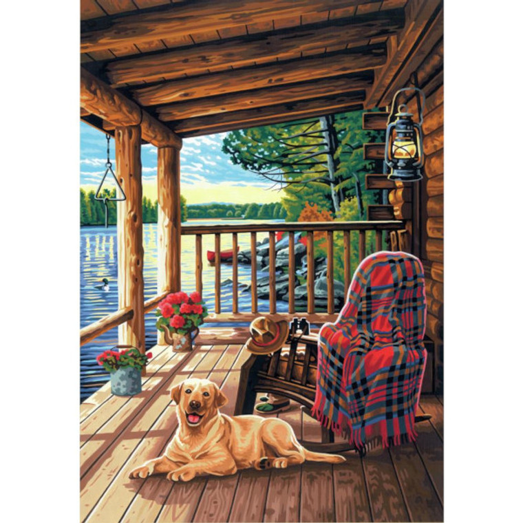 Paint by Number, Log Cabin Porch, 14x20"