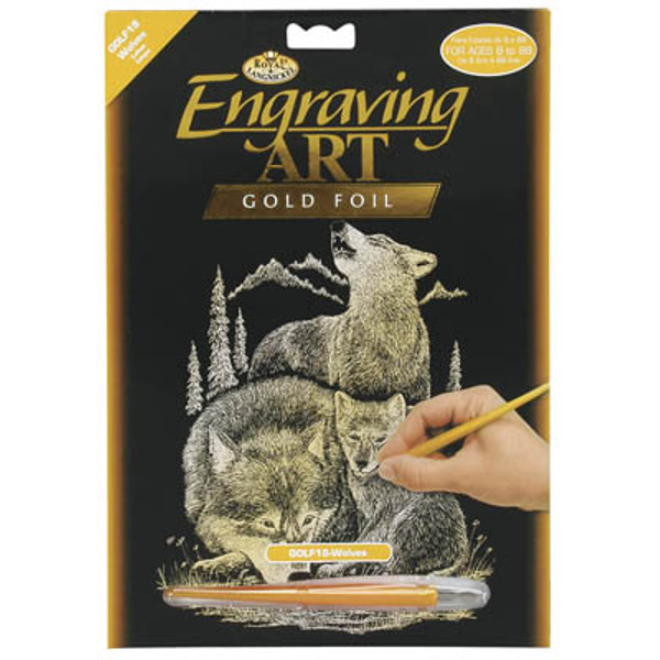 Engraving, Gold, Wolf