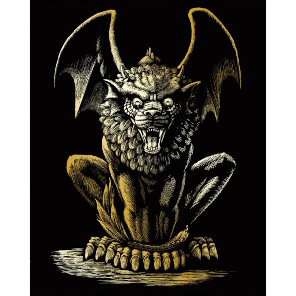 Engraving, Gold, Lion Gargoyle