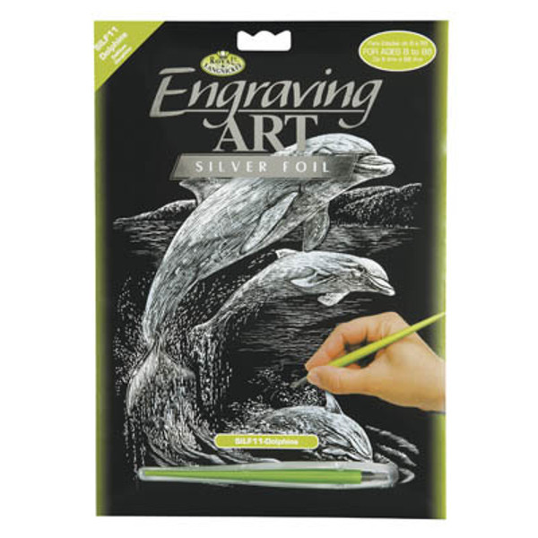Engraving, Silver, Dolphins
