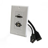 HDMI and USB-B 2.0 Pass-Through Single Gang Decorative Wall Plate with Pigtail - White
