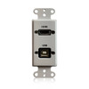 HDMI and USB-B 2.0 Pass-Through Single Gang Decorative Wall Plate with Pigtail - White