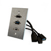 HDMI, USB-A and USB-C Pass-Through Single Gang Aluminum Wall Plate with Pigtail