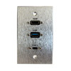 HDMI, USB-A and USB-C Pass-Through Single Gang Aluminum Wall Plate with Pigtail