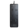6-Outlet Black Surge Protector with 4 USB Charging Ports 6ft