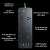 6-Outlet Black Surge Protector with 4 USB Charging Ports 12ft