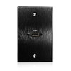 HDMI Pass-Through Single Gang Black Aluminum Wall Plate with Pigtail