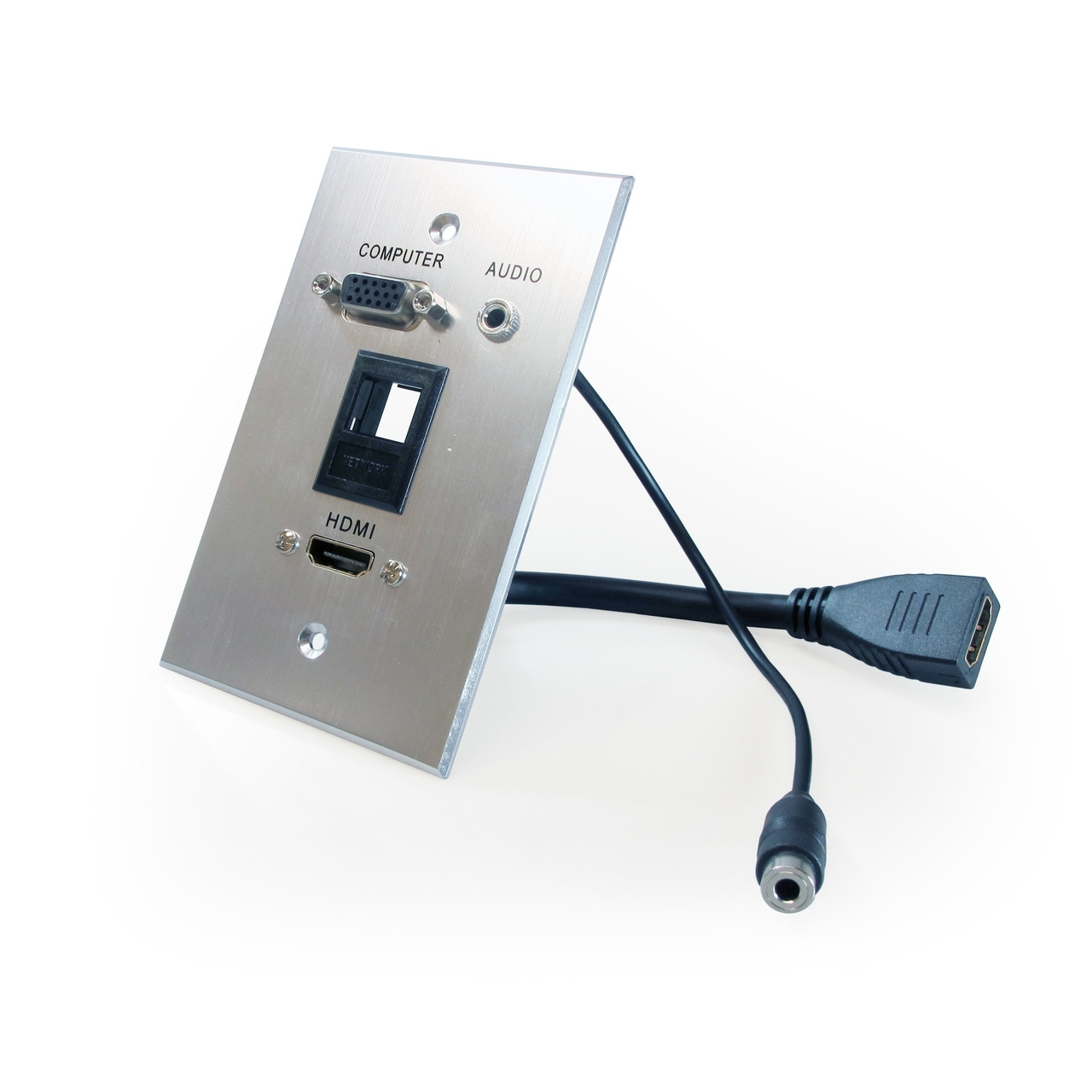 HDMI, VGA, 3.5mm Audio and USB Pass Through Single Gang Wall Plate