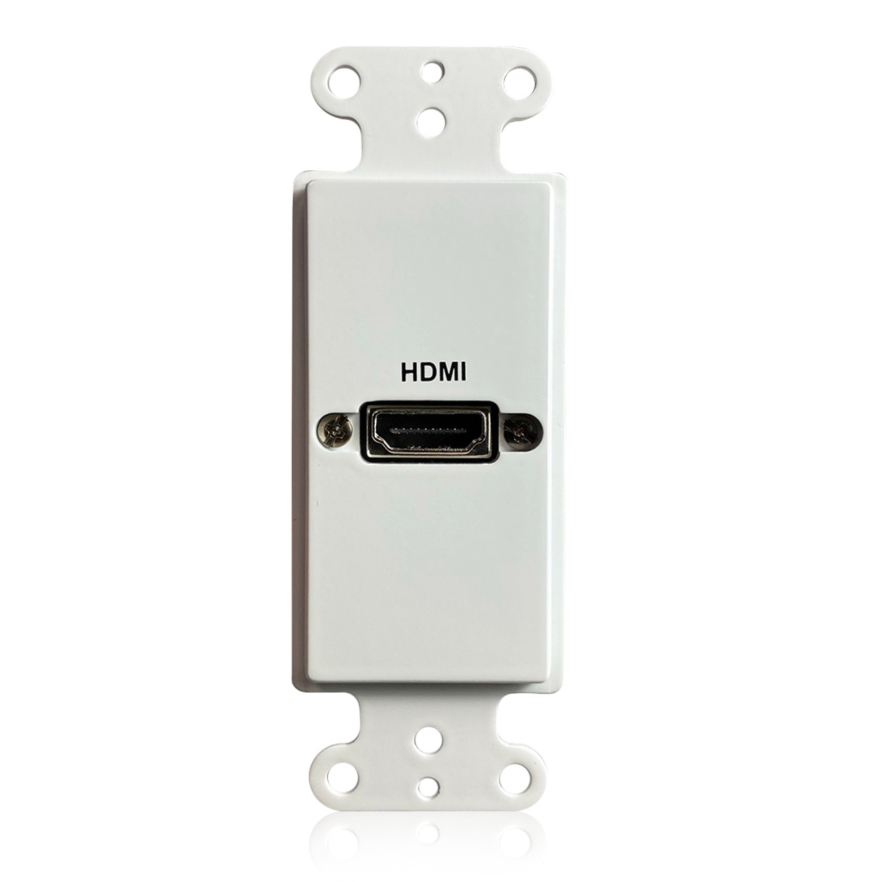 Dual HDMI Pass Through Double Gang Wall Plate with One Decorative Cutout -  White, Dual Gang Wall Plates, AV Wall Plates