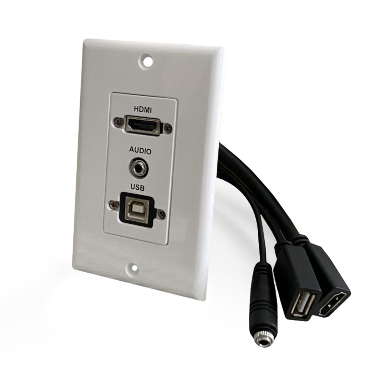Plate　2.0　Single　and　Gang　Wall　Decorative　3.5mm　Audio　Pass-Through　with　HDMI,　USB-B