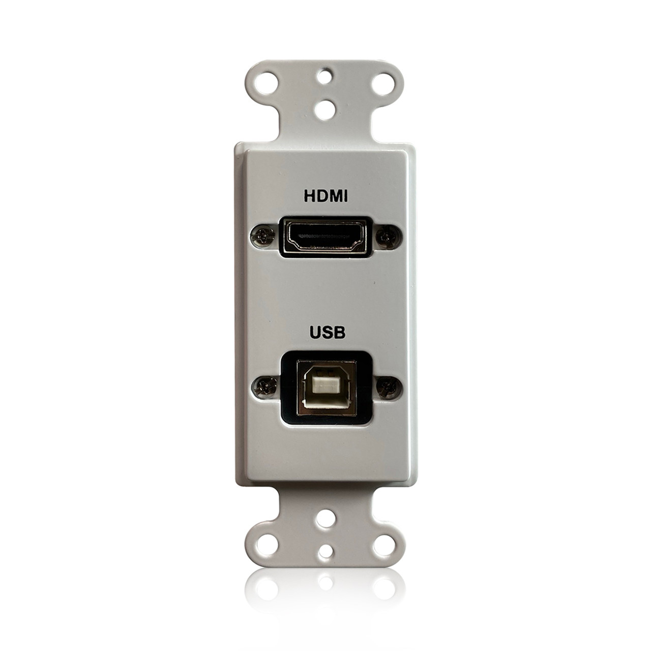 HDMI and USB-B 2.0 Single Gang Wall Plate with - White