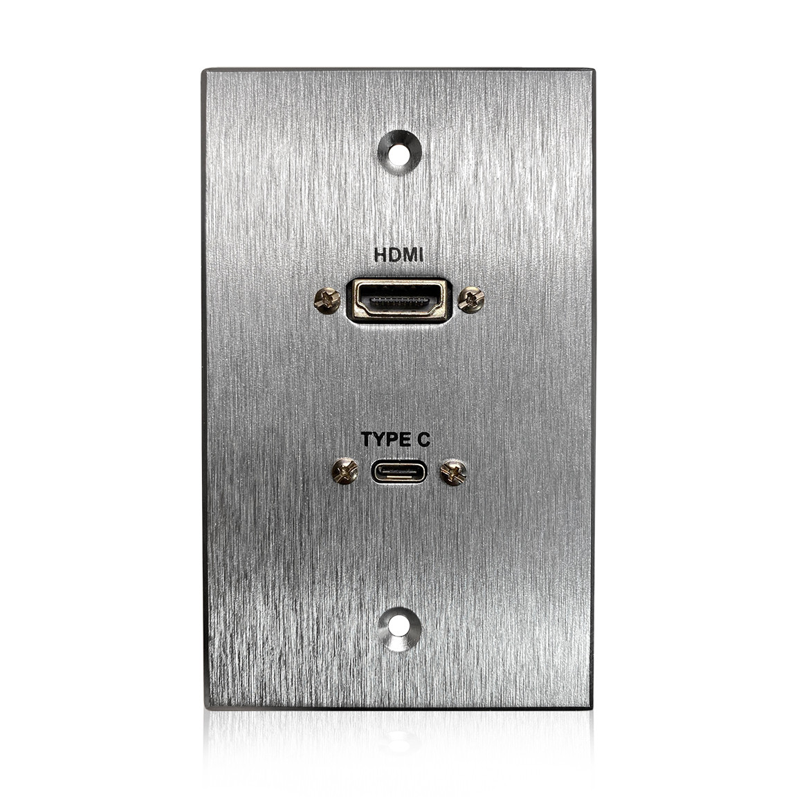 HDMI and USBC 3.0 PassThrough Single Gang Aluminum Wall Plate with