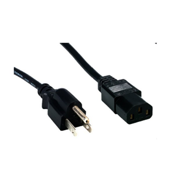 Standard PC Power Cord, NEMA 5-15P to IEC 60320-C13, 18/3 SVT, Black 10ft.