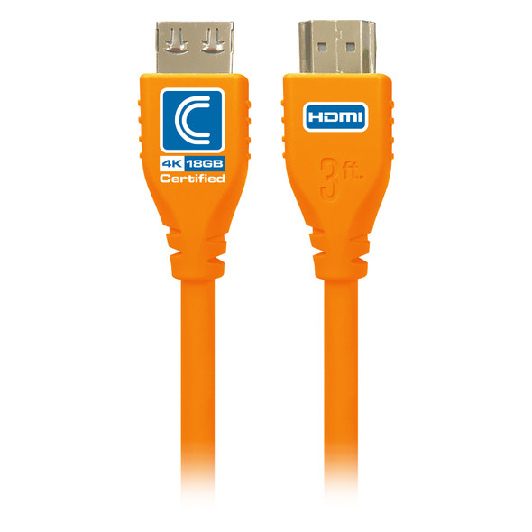 MicroFlex™ Pro AV/IT Integrator Series™ Certified  4K60 18G High Speed HDMI Cable with ProGrip™ Orange 3ft