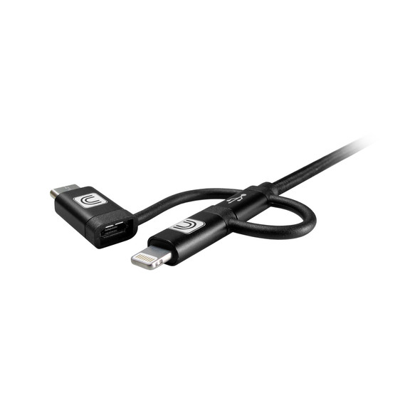 3-in-1 Mobile Charging Cable 3ft Black (USB2.0 A to Lightning, USB-C, and Micro B)