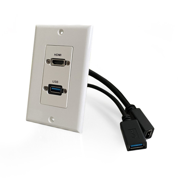 HDMI and USB-C 3.0 Pass-Through Single Gang Decorative Wall Plate