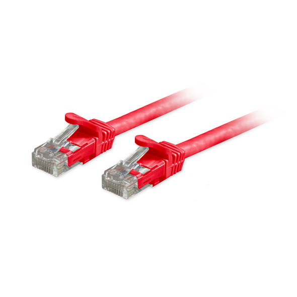 Cat6a Unshielded (UTP) Snagless Ethernet Patch Cable Red 1ft